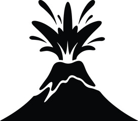silhouette erupting volcano icon explosion lava mountain fire danger nature vector design © Tamjida Alam
