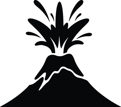 silhouette erupting volcano icon explosion lava mountain fire danger nature vector design