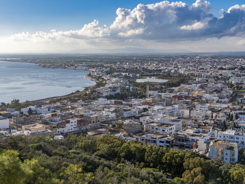Coastal Panorama: The White City of Kelibia from the Ancient Fortress