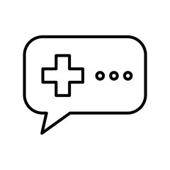 Obraz premium AI Medical Chatbot Line Icon - Healthcare Support Speech Bubble with Cross Minimal Monoline Vector
