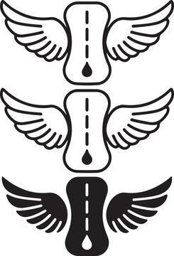 Three winged toilet paper rolls in black and white