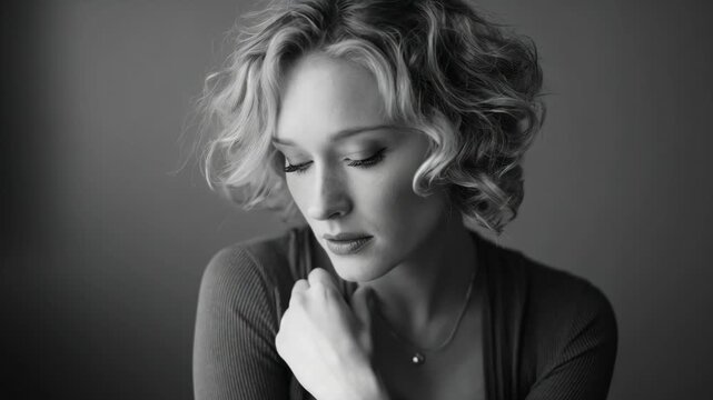 Medium shot of a monochrome portrait using subtle gray tones creating a muted and sophisticated visual style with understated depth.