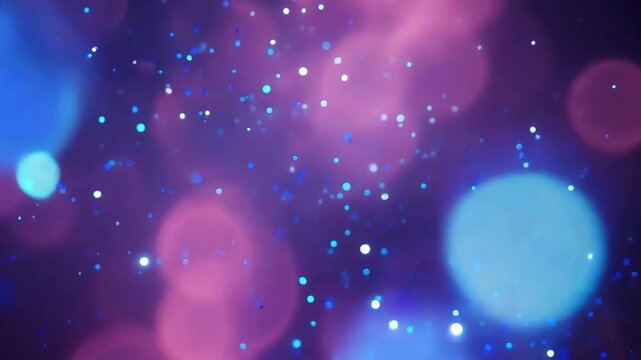 Sparkling abstract bokeh lights in deep purple and blue for festive celebrations and magical backgrounds