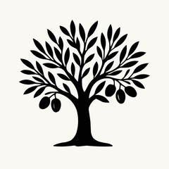 Obraz premium Minimalist Black Olive Tree Silhouette Icon Graphic