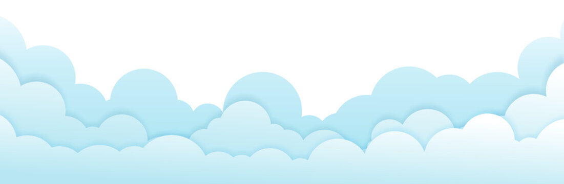 Dreamy Blue Clouds Background, Cartoon Style Sky