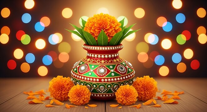 Navratri Kalash Sthapana: 3D Realistic Ram Navami Puja Decorated Kalash Pot