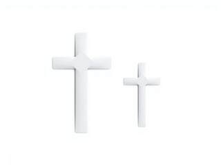 Obraz premium Two white crosses of different sizes against a white background