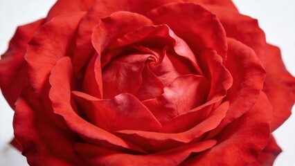 Naklejka premium Extreme close up of red rose flower petals,natural romantic floral background with vibrant texture and soft light highlighting delicate botanical details