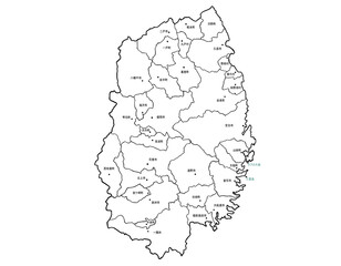 岩手県　地名別イラスト　文字・斑点あり