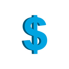 3D Cyan Blue Dollar Sign Icon Money Currency Finance Symbol Modern Glossy UI App Interface Element High Resolution Isolated Transparent Background