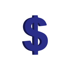 Obraz premium 3D Blue Dollar Sign Icon Money Currency Finance Symbol Modern Glossy UI App Interface Element High Resolution Isolated Transparent Background