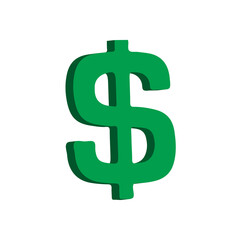 Obraz premium 3D Green Dollar Sign Icon Money Currency Finance Symbol Modern Glossy UI App Interface Element High Resolution Isolated Transparent Background