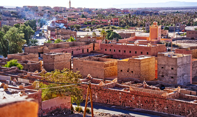 Foum zguid town view showing moroccan desert architecture © Frank