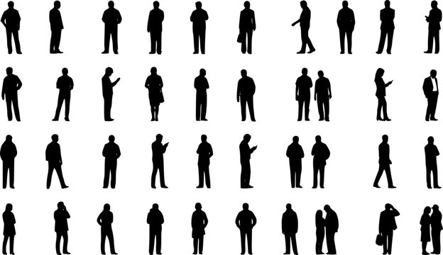 cPeople silhouettes in elevation side view | Architecture people | silhouettes of people | 2D people | Section Elevation View | Architectural drawing people | characters 