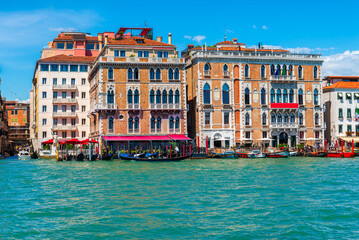 Grand Canal with gondola in Venice, Italy. Architecture and landmarks of Venice. Venice postcard © Ekaterina Belova