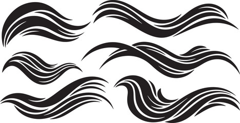 Fototapeta premium Black and white abstract wave design elements on white