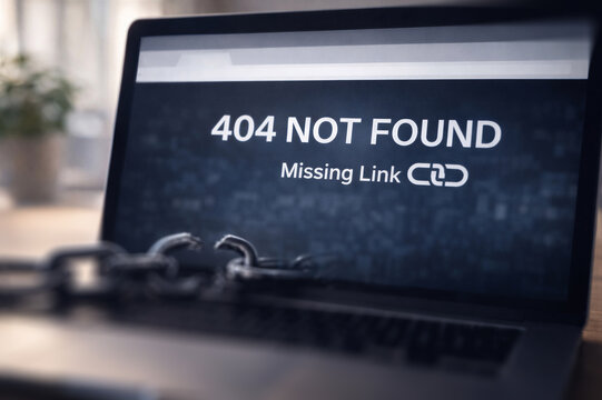 Error Message on Laptop with Chain Visual