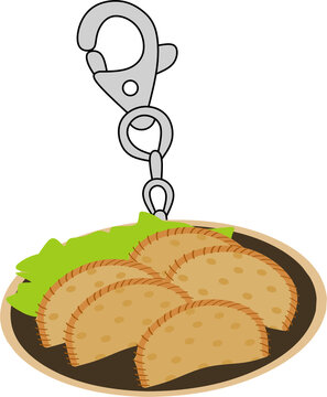 Jalangkote Makassar snack with crispy skin keychain illustration 