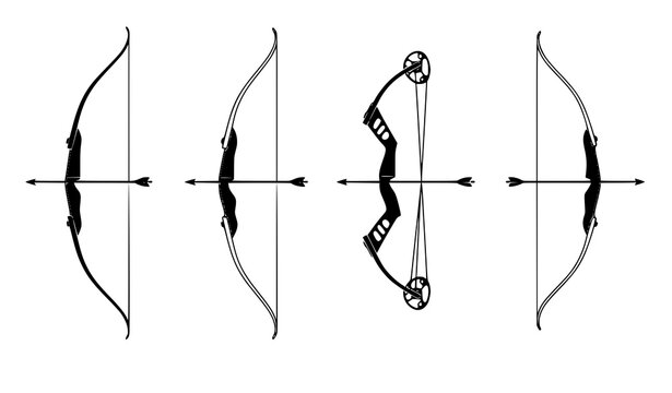 Detailed archery bow and arrow vector illustration