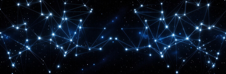Obraz premium Abstract digital network of glowing dots and connections in space