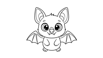 Obraz premium Cute cartoon bat line art on a white background, perfect for coloring.