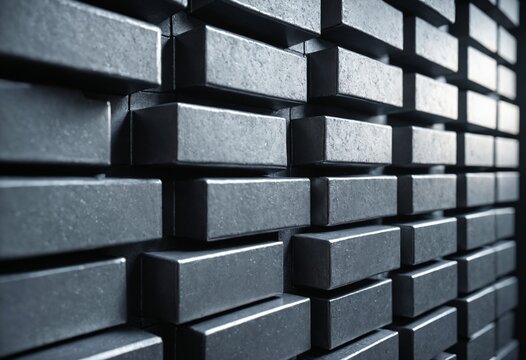Stacked interlocking lead bricks used for radiation shielding wall background