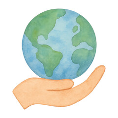 PNG Hand holding Earth illustration.