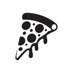 pepperoni pizza slice with melted cheese topping icon silhouette