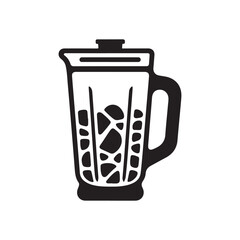 kitchen blender jar with smoothie drink silhouette