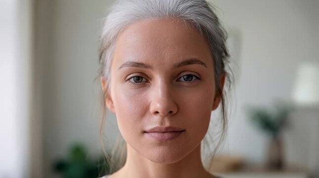 Woman aging over time in timelapse video
