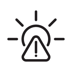 Sun glare warning triangle exclamation icon vector for app UI alert