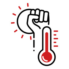 Extreme heat climate protest fist thermometer sun icon vector
