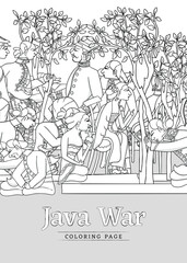 Obraz premium Java War Diponegoro Social Media Concept Javanese Puppet Outline Illustration