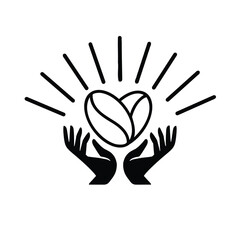 Fototapeta premium Vector logo coffee with hand 