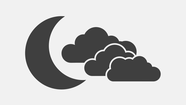 Crescent Moon and Clouds Illustration Design.