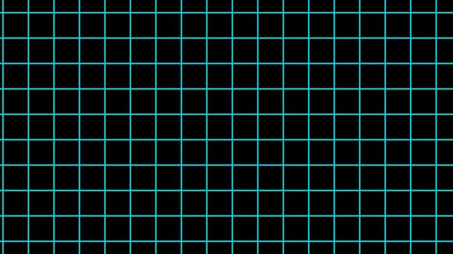 Neon blue digital grid background, Abstract retro futuristic wireframe animation, Cyberpunk technology loop motion graphics