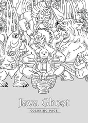 Obraz premium Javanese Ghost Wayang Coloring Page Outline Illustration