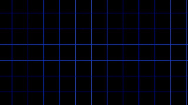 Moving Blue Grid Line Background, Retro 80s Synthwave Motion Graphic, Seamless Loop Digital Wireframe Animation