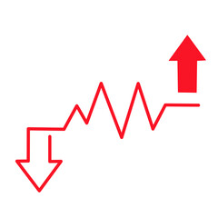line icon representing stock market trend with upward and downward arrow