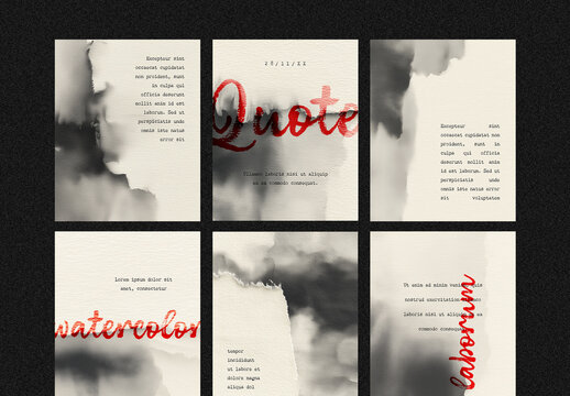 Monochrome Watercolor Social Media Templates
