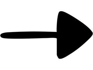 塗りつぶし一本線の手書き矢印のイラスト2（黒）