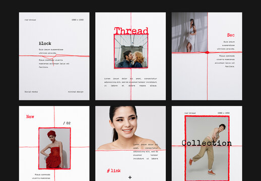 Red Thread Minimal Social Media Layouts