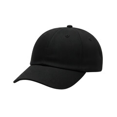 Fototapeta premium Simple black baseball cap isolated on transparent background