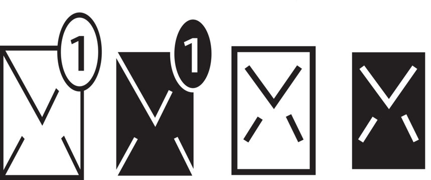 Email message envelope notification icon set