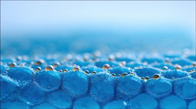 Close Look at a Humidifier Pad Showing Honeycomb Texture and Water Droplets on a Soft Bright Background