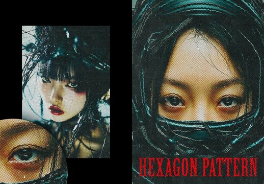 Hexagon Pattern Poster Photo Effect Mockup