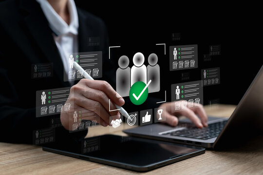 Human Resource Management and Recruitment Concept, Businesswoman Selecting Qualified Candidates, Interview Assessment Process, Talent Evaluation, Hiring Strategy, Team Building, Organizational Success