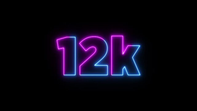Neon Number Fifty Eight Thousand Red Glowing 58k Sign Isolated on Black Background neon sign glowing number