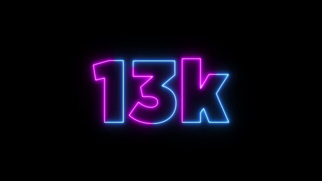 63 K Electric lighting text with animation on black background,63K subscribers thank you text font with light. Luminous and shimmering haze inside the letters of the text 63K 4k video