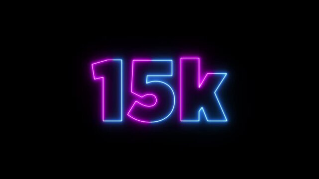 70K celebration effect motion video Glowing neon text icon animation on black background. 70k followers, like, comment, Celebration text animation.